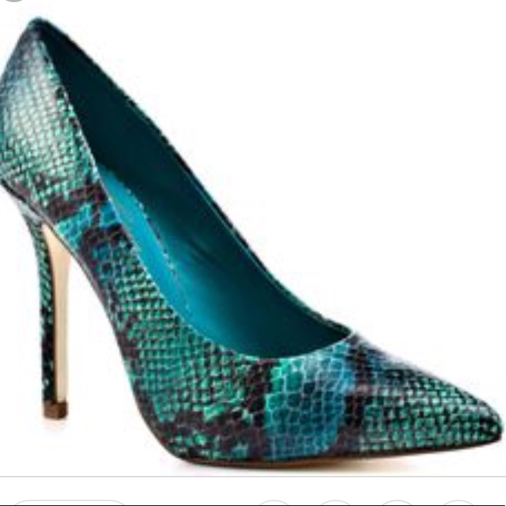 Fergie Blue & Green Snakeskin Heels